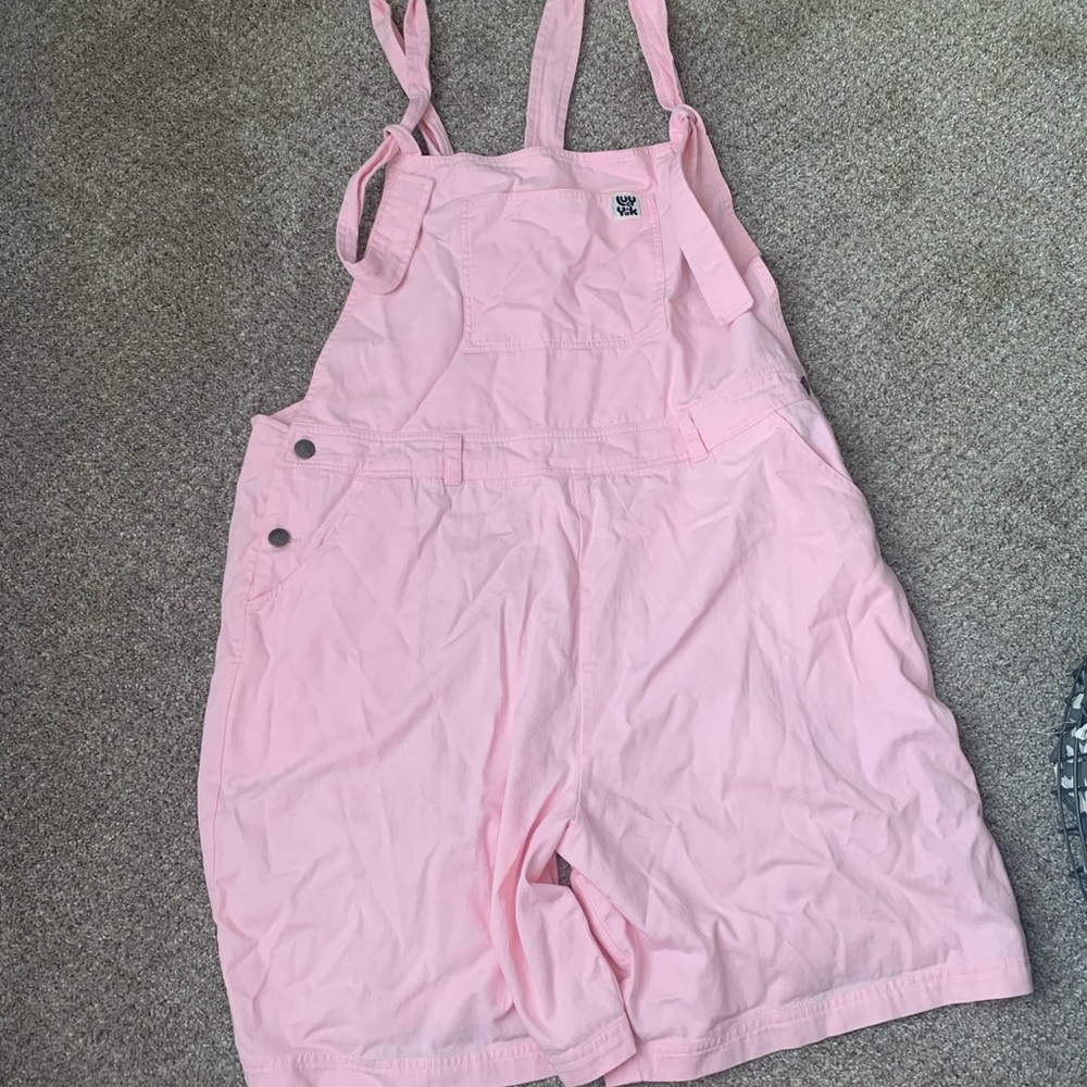 Lucy and Yak Pink Dungaree Shorts Overalls